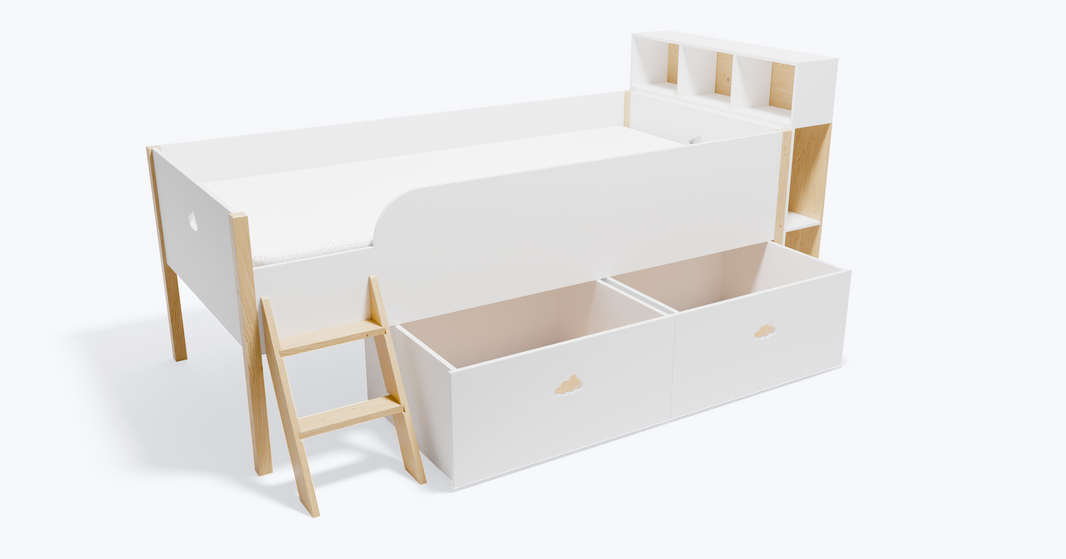 Ensemble lit surélevé Nuage et matelas