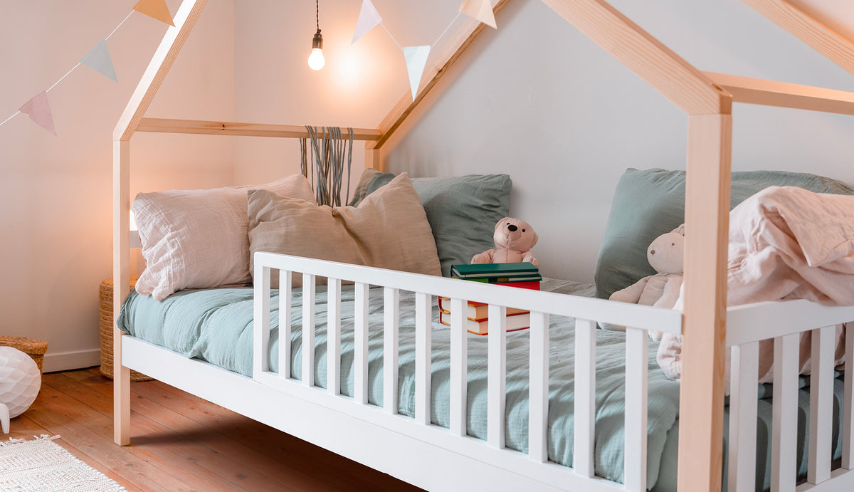 Lit cabane Odyssée - Avec barrière et tiroirs - Hypnia