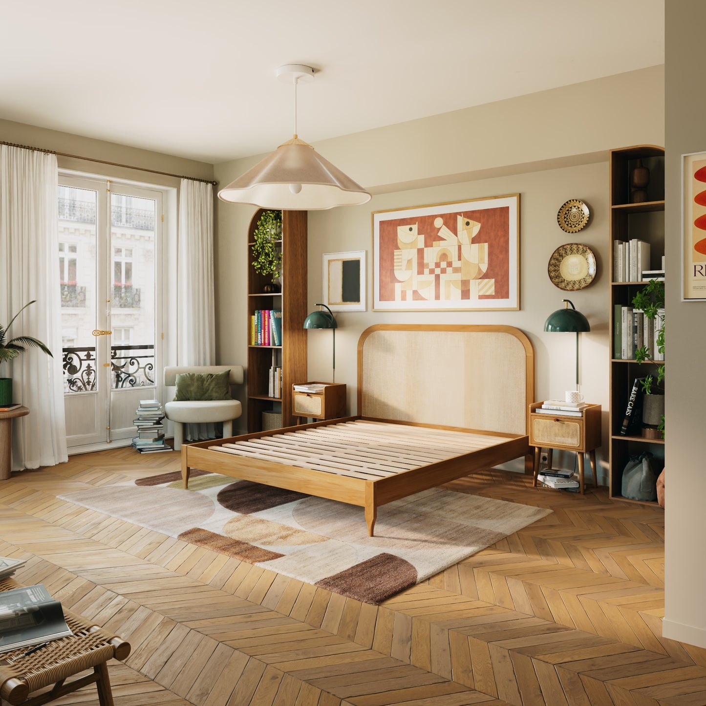 Tête de lit rotin tressé