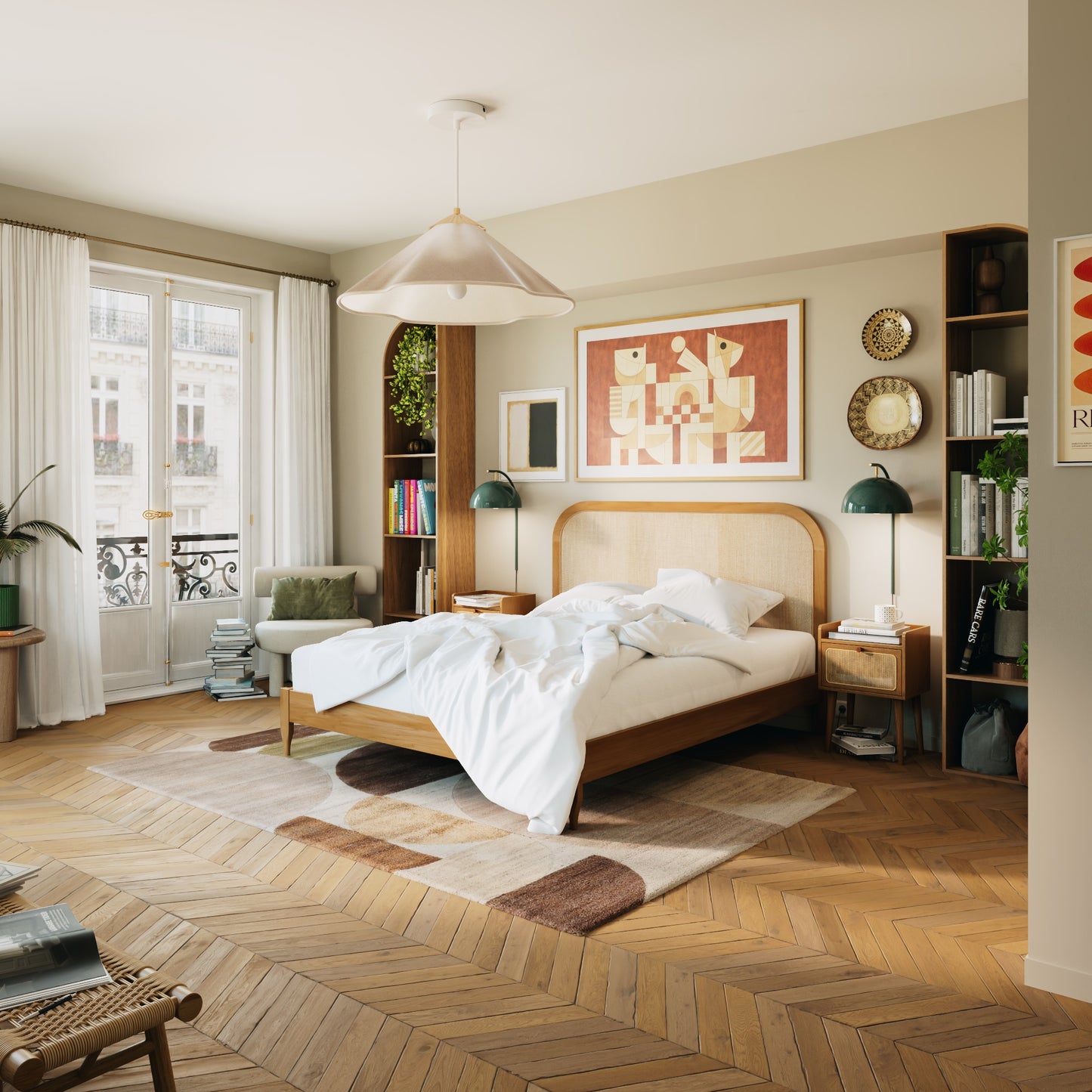 Tête de lit rotin tressé