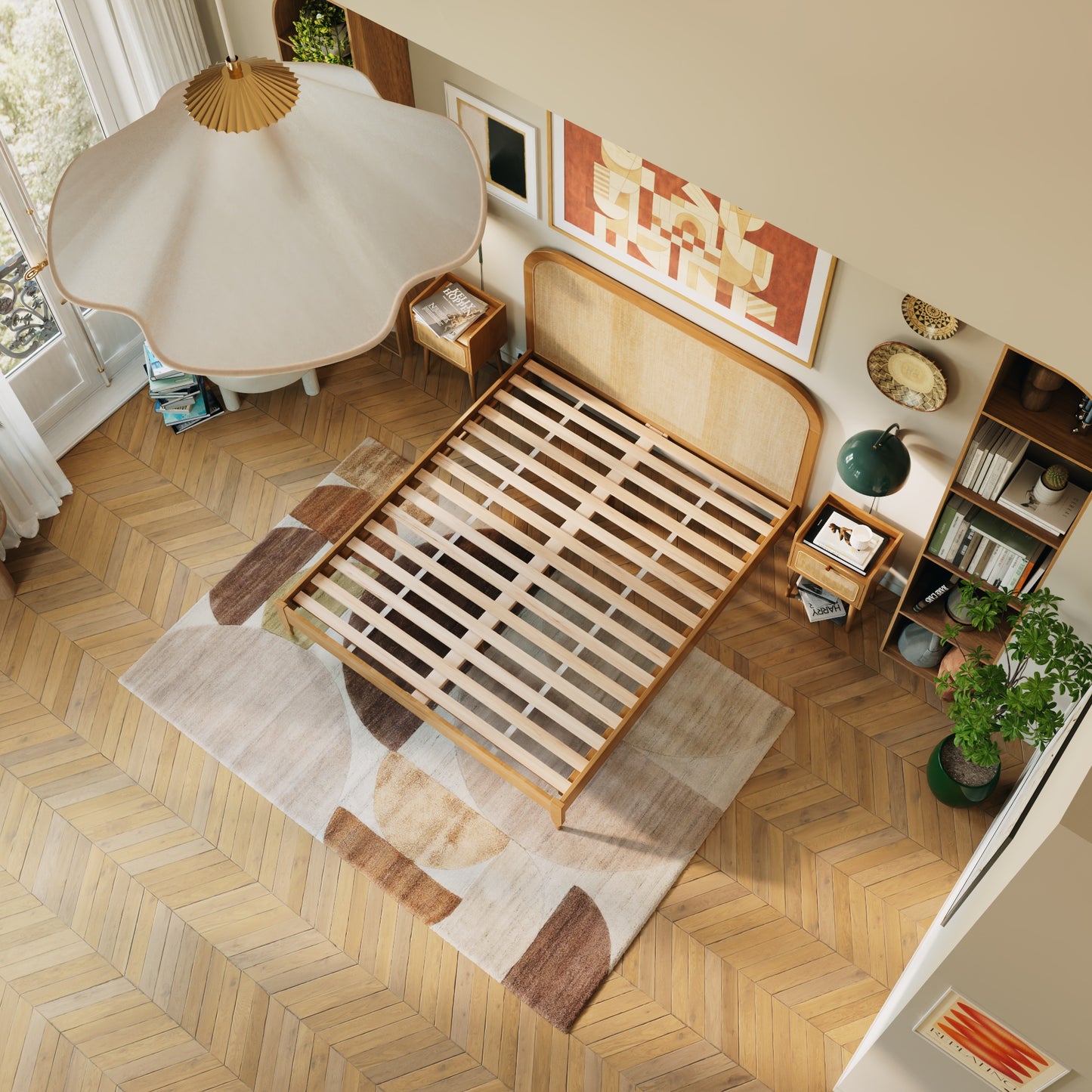 Tête de lit rotin tressé