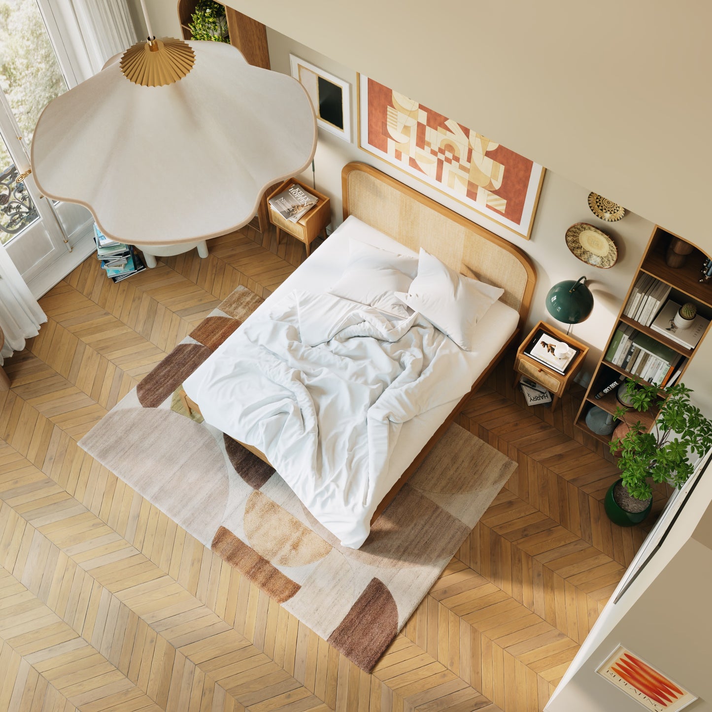 Tête de lit rotin tressé