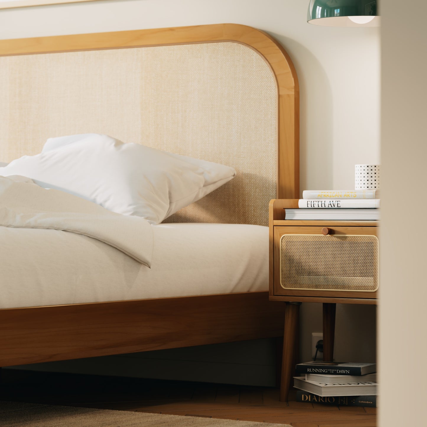 Tête de lit rotin tressé