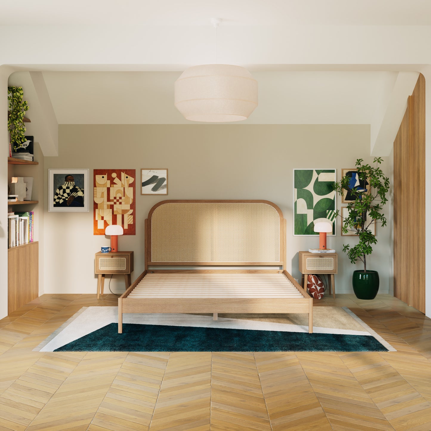 Tête de lit cannage|Sans tiroirs