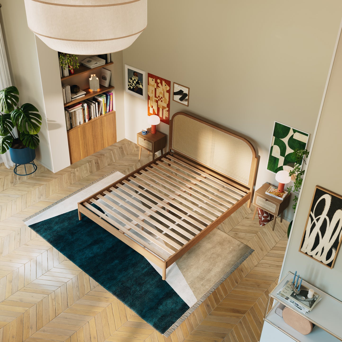 Tête de lit cannage|Sans tiroirs